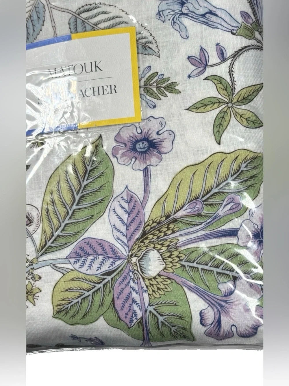 Matouk Schumacher Queen Sheet Set Pomegranate Linen Lilac Botanical Floral Italy
